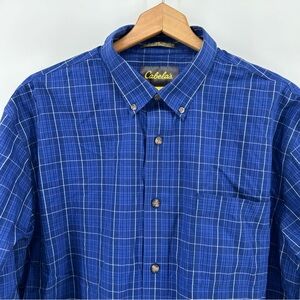 Cabela’s Men’s XL Button Down Shirt Blue Plaid Long Sleeve